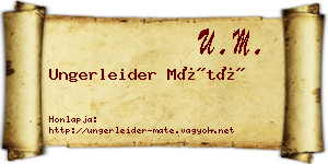 Ungerleider Máté névjegykártya